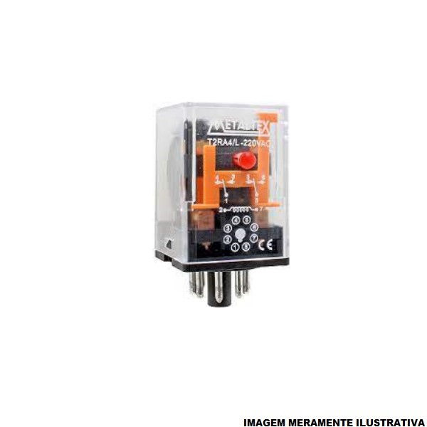 Relé Industrial 10A 220VCA 2 Contatos Reversíveis 8 Pinos