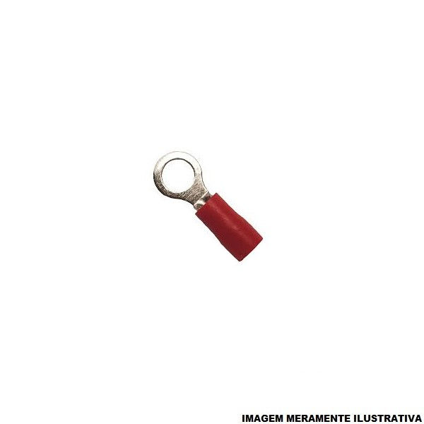 Terminal Cobre Estanhado a Compressão Anel Pre-Isolado 10,00 mm² com 1 Furo M6 Vermelho