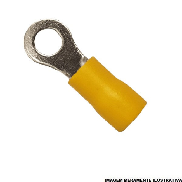 Terminal Cobre Estanhado a Compressão Anel Pre-Isolado 25,00 mm² com 1 Furo M10 Amarelo