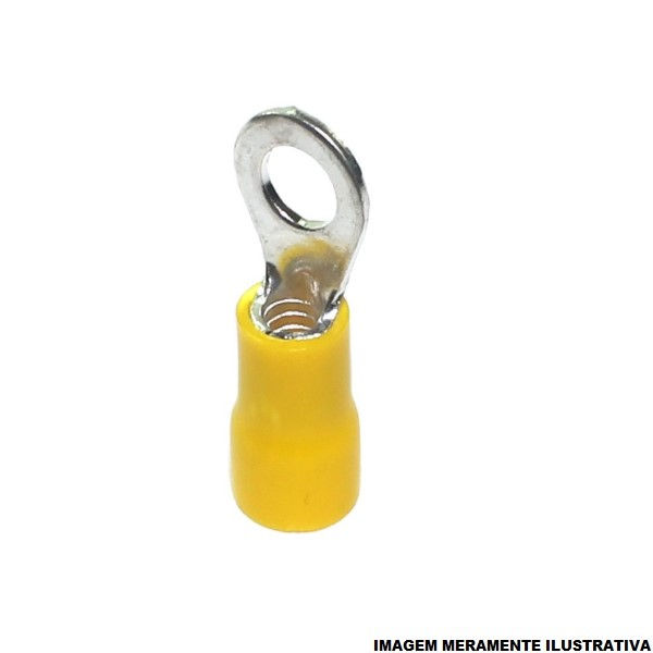 Terminal Cobre Estanhado a Compressão Anel Pre-Isolado 4,00-6,00 mm² com 1 Furo M4 Amarelo
