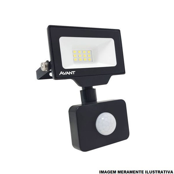 Projetor Led 10W Alumínio com Sensor Presença 6500K 800 lm Bivolt Preto IP66 15.000H