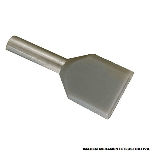 Terminal Cobre Estanhado a Compressão Pino Tubular Duplo Pre-Isolado 0,75 mm² Cinza