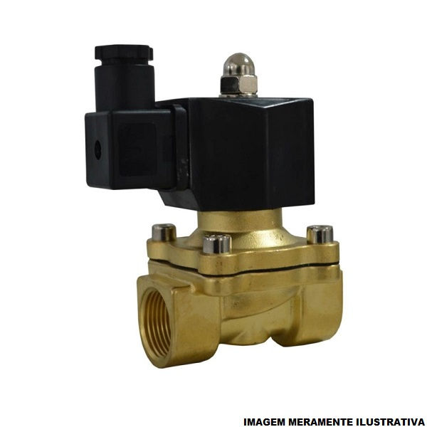 Válvula Válvula Pneumática Solenoide sem Trava Alumínio 1/4" 3/2 Vias 24VCC 150 PSI
