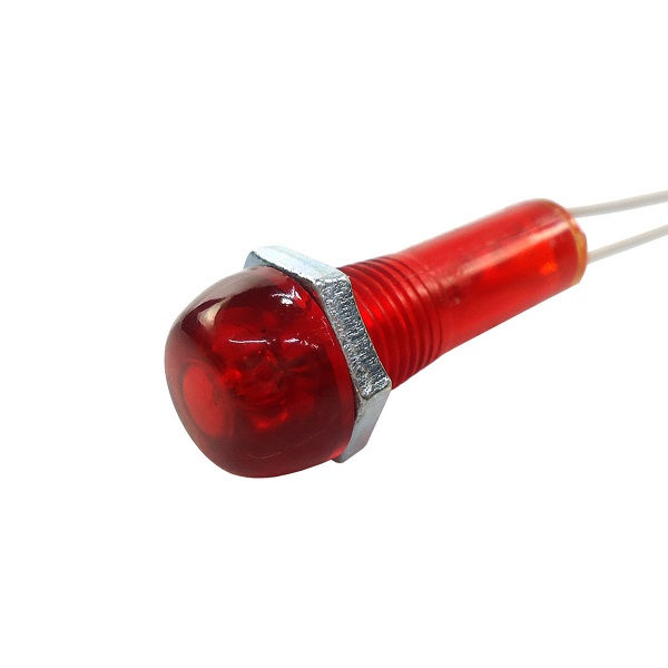 Sinaleiro Led PVC Faceado Lente Lisa com LED 11 mm 110-220VCA/CC Vermelho com Rabicho