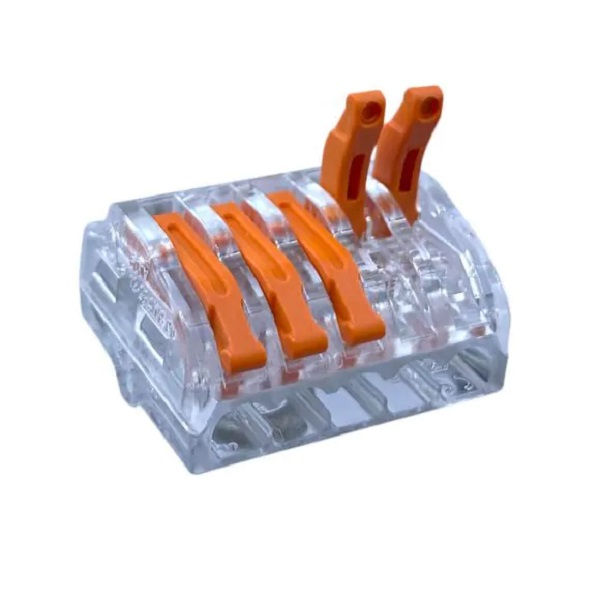 Conector Emenda 5 Polos PVC para Cabos 2,50-4,00 mm² 450V Transparente com Alavanca