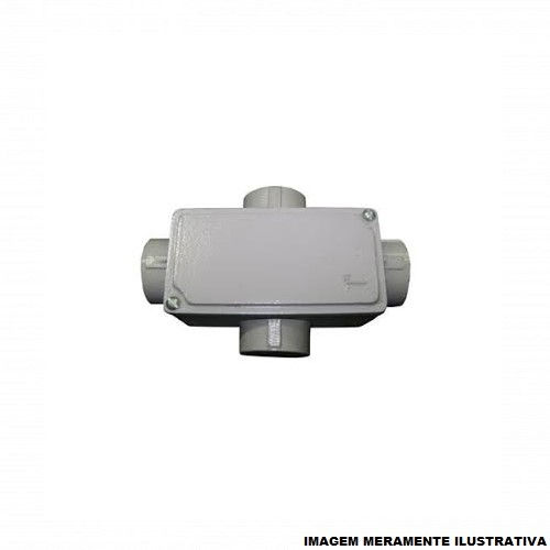 Condulete Alumínio Prova de Tempo Tipo X 3/4" com Rosca NPT com Tampa com Vedação Pintura Epóxi IP66