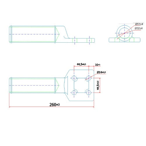 Conector Cabo-Barra 4 Furos NEMA Alumínio P-954,00MCM