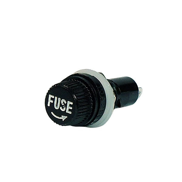 Porta Fusível 15A/10A 125/250VCA Preto 5x20 mm para Painel Pequeno