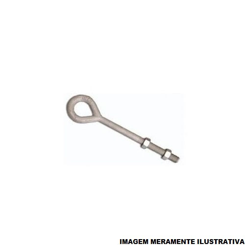 Parafuso Olhal Galvanizado a Fogo 20x450 mm com 2 Porcas Quadradas para Rede Forjado
