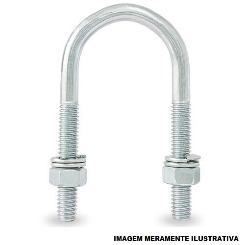 Abraçadeira Galvanizada Eletrolítica Tipo U 2.1/2"(75 mm) com Porca e Arruela para Eletroduto Vergalhão Haste 5/16"