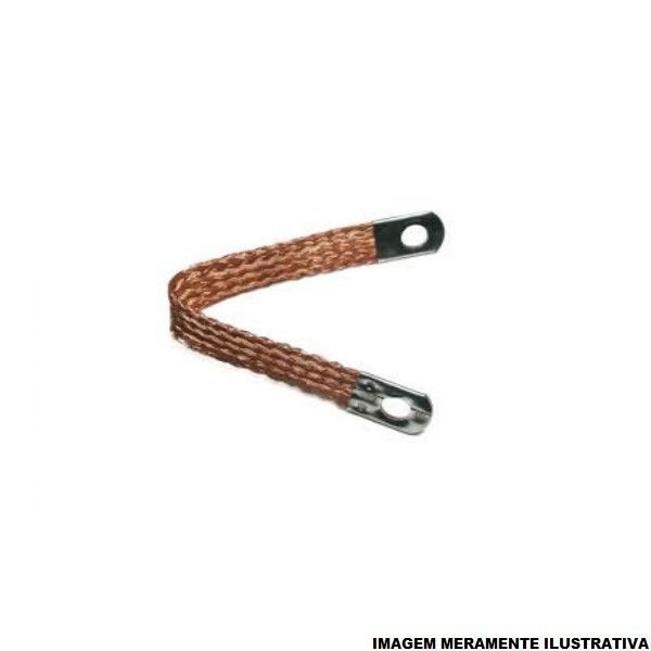 Cordoalha Chata Cobre com 2 Terminais para Aterramento 1"X200 mm Furo 17 mm