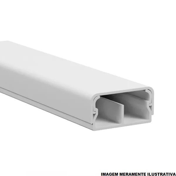 Canaleta PVC Aparente Lisa com Divisória 20x10x2000 mm com Tampa Branca com Adesivo