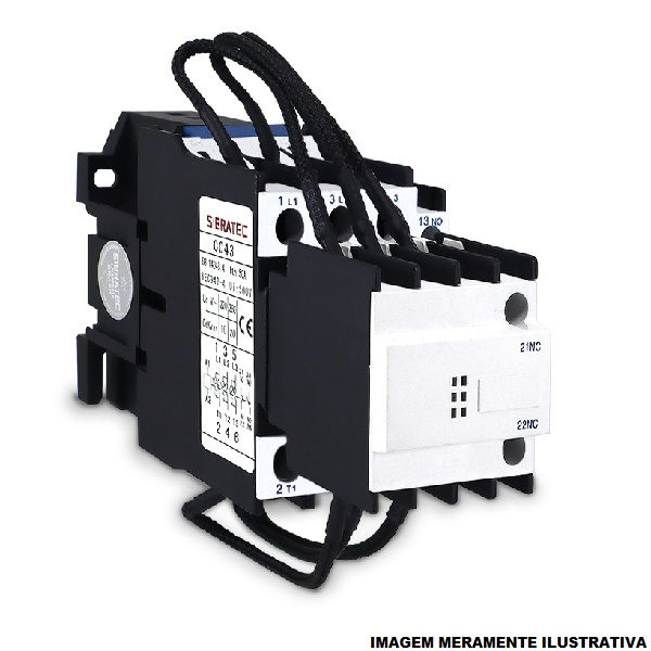 Contator Para Capacitor 220VCA 50/60 Hz CC43 10/20/22 KVAR 220/380/440VCA Conexão para Parafuso