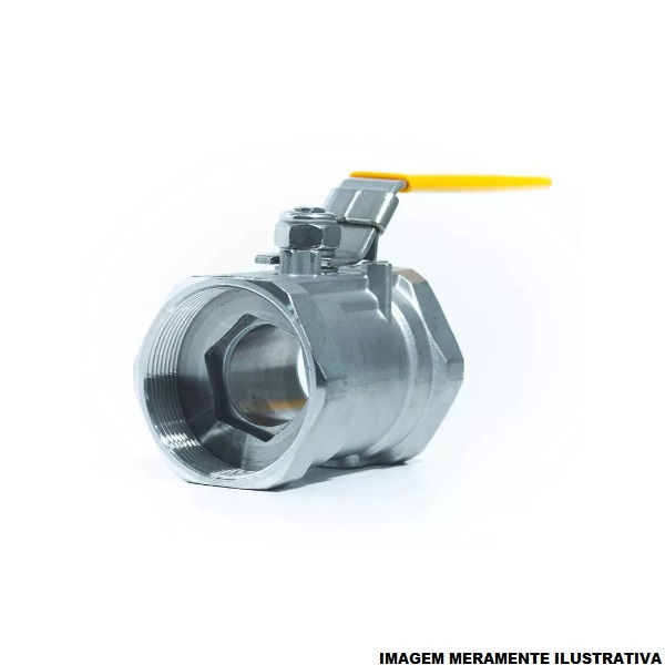 Válvula Aço INOX Esfera Monobloco Passagem Plena 2" com Alavanca com Rosca BSP