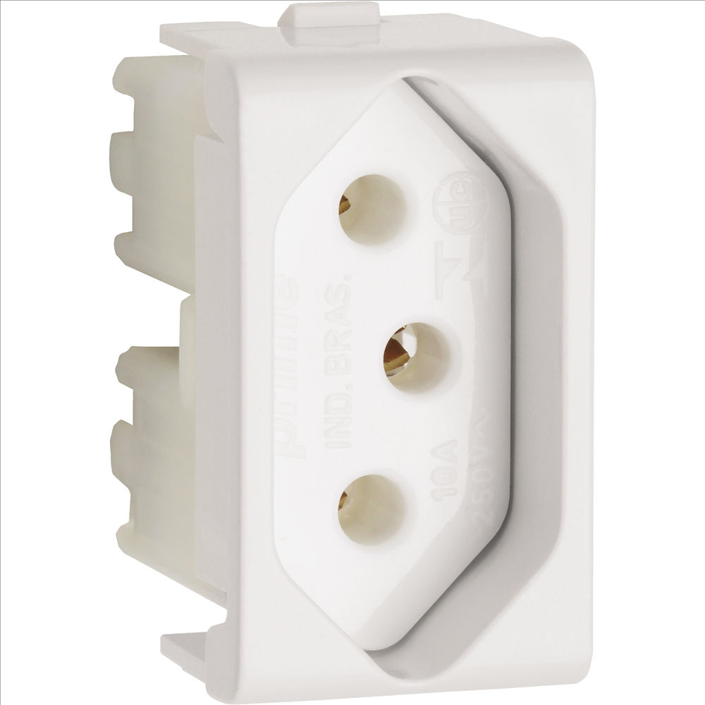 Módulo Módulo Tomada NBR 2P+T 10A/250VCA PVC Branco Decor
