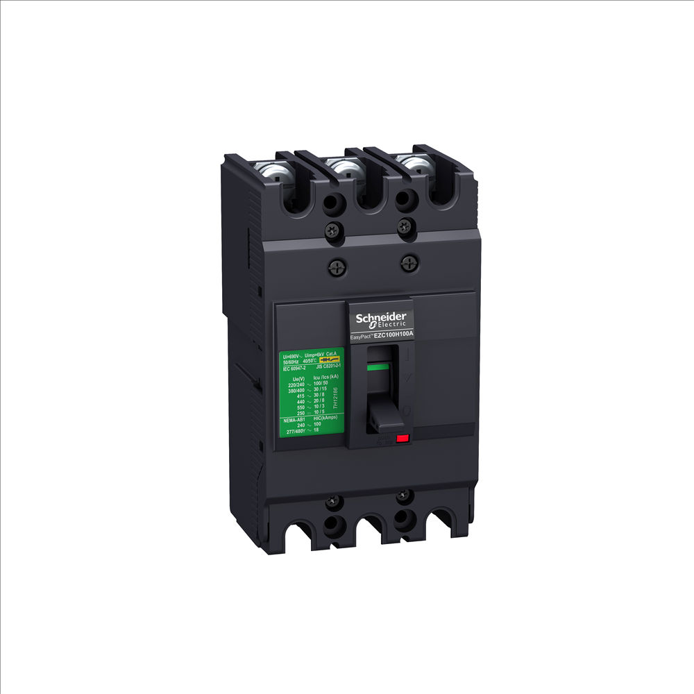 Disjuntor Termomagnético Fixo Tripolar EZC100N 100A 25 KA/18 KA 220/380VCA Caixa Moldada