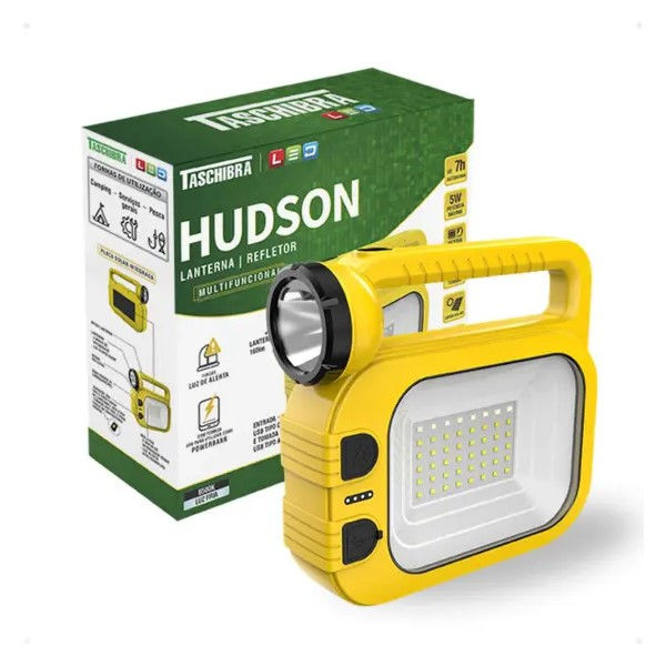 Lanterna Recarregável Solar/USB com Luminária 5W 160 lm com 2 Funções IP44