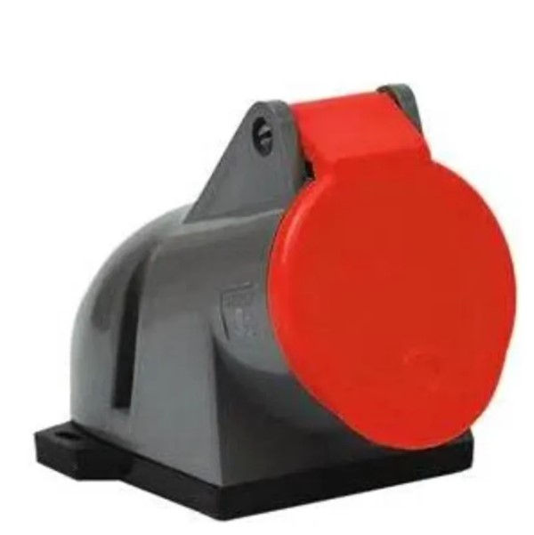 Tomada PVC 3P+T 6H Sobrepor Industrial com LED 32A/380/440VCA com Tampa Vermelha Brasikon IP44