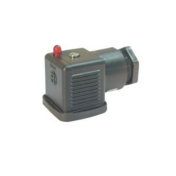 Conector Para Solenoide 3P+T 10A Poliamida com Supress + LED 24V IP51 Cinza