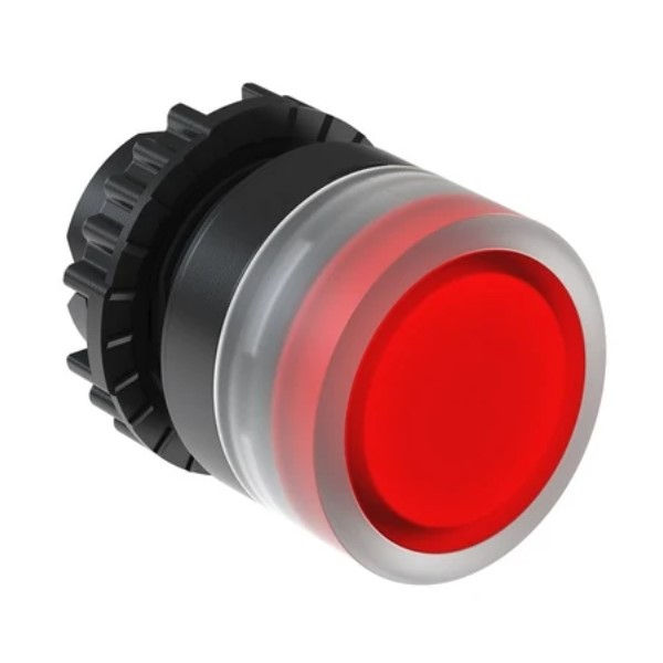 Botão Pulsador PVC Faceado 22,00 mm Vermelho Aro Transparente Luminoso sem Gravação IP66