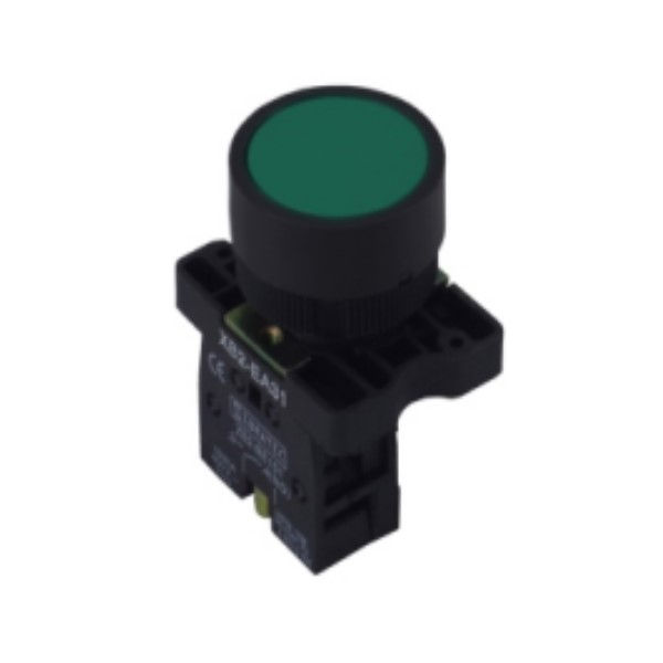 Botão Botão Pulsador PVC Faceado 22,00 mm Verde Aro Preto com Elemento 1NA sem Gravação IP67