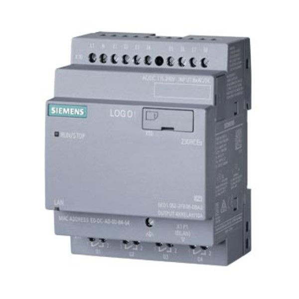 Logo básico Logo Básico 230RCEo sem Display E:8DI S:4DO Saída a Relé 5A 115-230VCA/CC ETHERNET Industrial 400 Blocos Versão 8.4 IP20