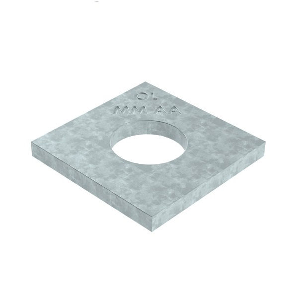Arruela Quadrada Galvanizada a Fogo 5x50x50 mm Furo 21 mm