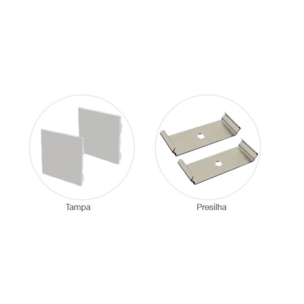 Kit Acessório para Perfil LED Zenith 50x50 Branco com 2 Tampas e 2 Presilhas