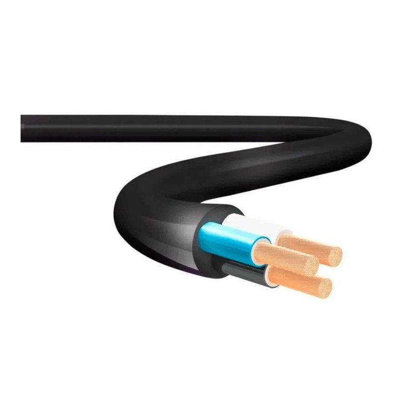 Cabo Cobre Isolado HEPR 90G 0,6/1 kV 3x 4,0x4,0 mm² Eprotenax G7 Flexível Blindado Preto NBR 7286 para Inversor de Frequência VFD Classe 5