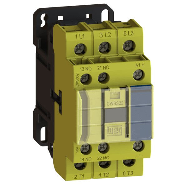Contator Principal Tripolar Segurança 9A 1NA+1NF 24VCC CWBS9 Conexão para Parafuso