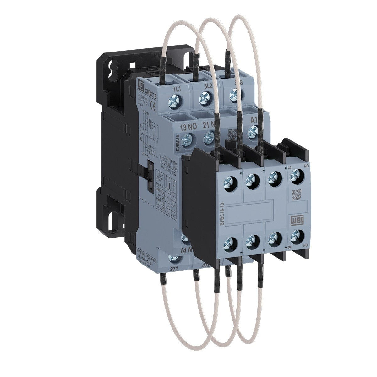 Contator Para Capacitor 17A 2NA+1NF 220VCA 50/60 Hz CWBC9 6/10/13 KVAR 220/380/440VCA Conexão para Parafuso