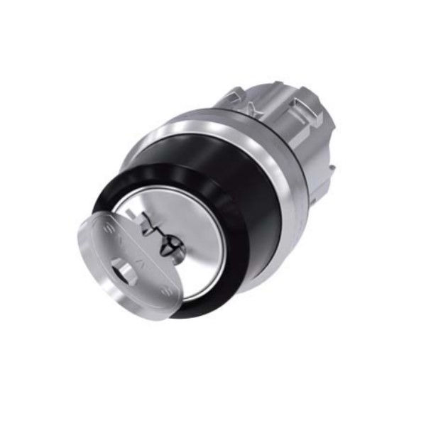 Comutador Metálico Comando 22 mm Aro Cromado 1NA com 2 Posições 90G com Retenção com Chave