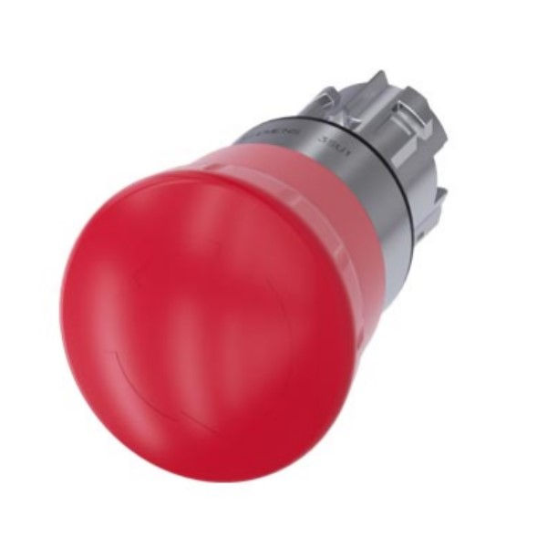 Botão Botão Emergência Metálico Cogumelo 22,00 mm Vermelho Aro Cromado sem Elemento Alto Brilho Gira Destrava 40 mm