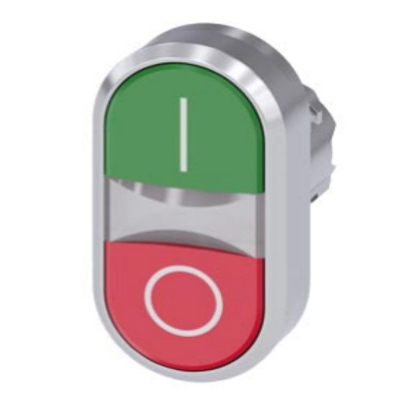 Botão Botão Duplo Metálico Faceado 22,00 mm Verde/Vermelho Aro Cromado