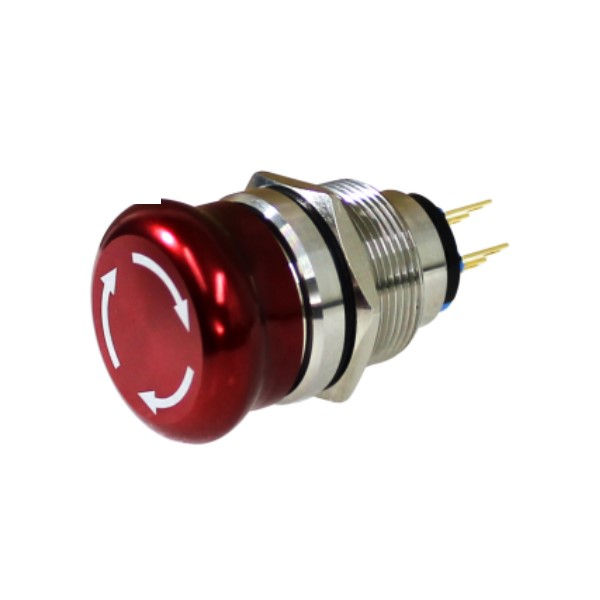 Botão Emergência Antivandalismo Aço INOX Faceado 22,00 mm Vermelho Aro Redondo com Elemento 2NF