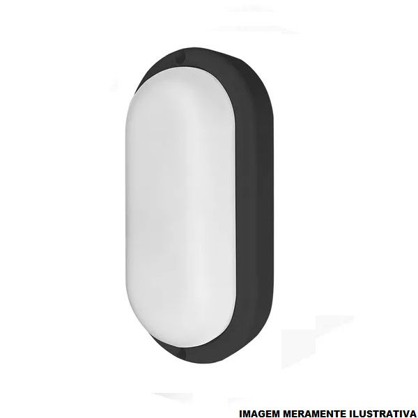 Tartaruga Led Oval 1x12W Policarbonato sem Grade 4000K 720 lm Preta Bivolt IP65 Phare