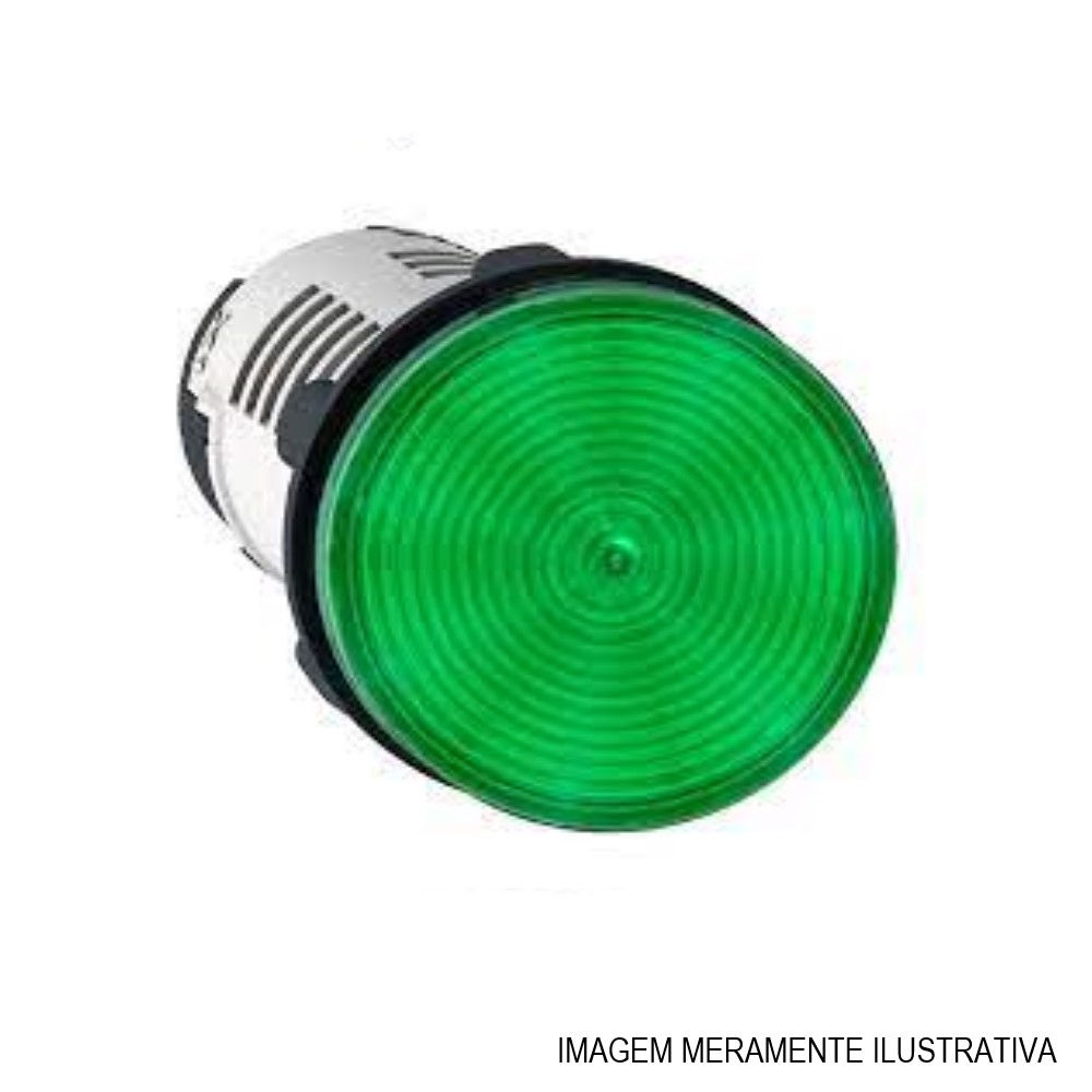 Sinaleiro Led PVC Monobloco Lente Raiada com LED 22 mm 24VCA/CC Verde