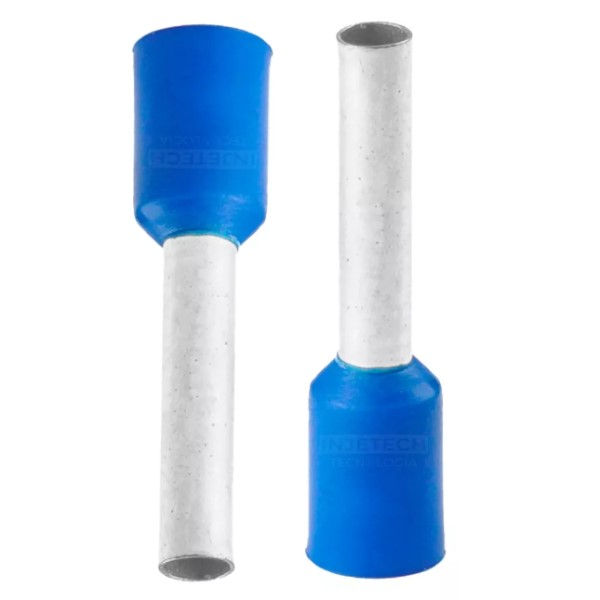 Terminal Cobre Estanhado a Compressão Pino Tubular Longo Pre-Isolado 2,50 mm² Azul
