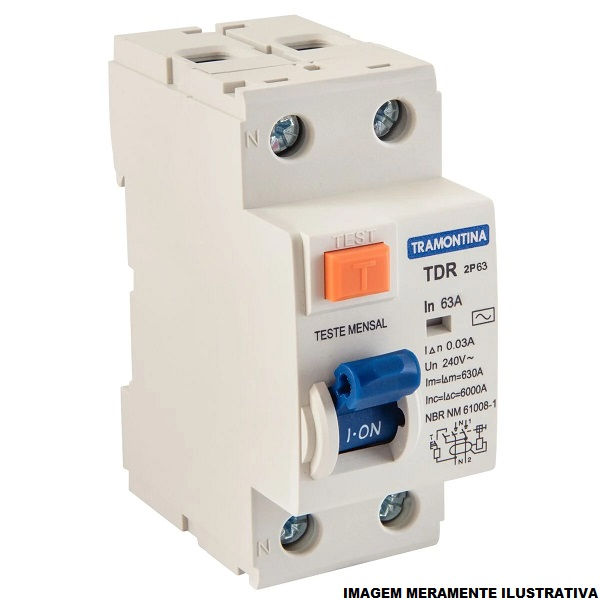 Interruptor dr Bipolar 6 KA 220/400VCA 63A 30 MA DIN Tipo AC Diferencial Residual