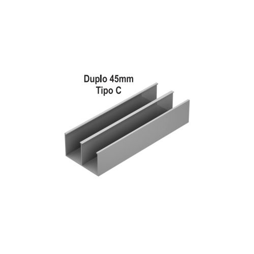 Canaleta Alumínio Duplo C Lisa com Divisória 73x45x3000 mm sem Tampa Natural Standard