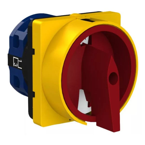 Chave Reversora Rotativa Embutir PVC/Metal 20A Bipolar com Manopla Curta 2 Posições com Local para Cadeado IP40