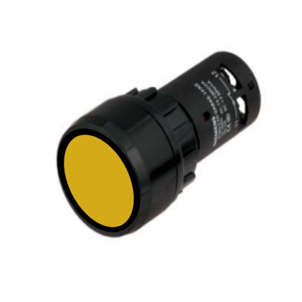 Sinaleiro Led PVC Faceado Lente Lisa com LED 22 mm 125VCA/CC Amarelo