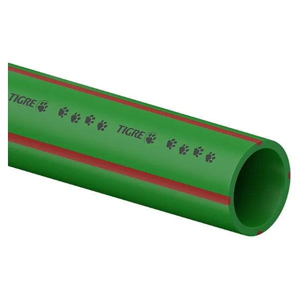 Tubo 75 mmX3 M PPR PN20 Verde Linha Vermelha Água Quente