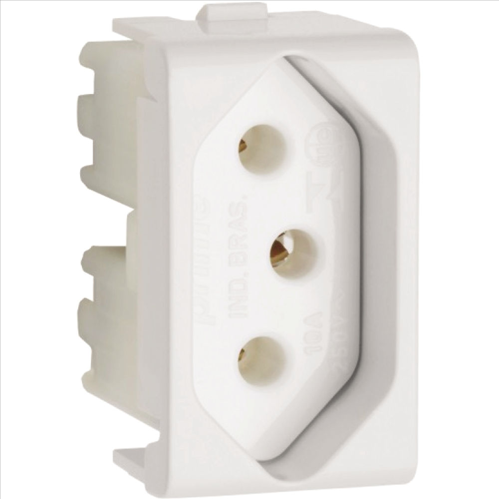 Módulo Tomada NBR 2P+T 20A/250VCA PVC Branco Linha Decor