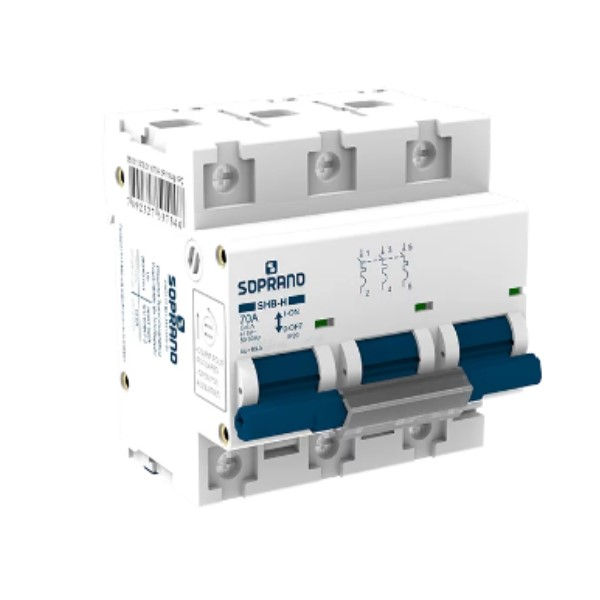 Disjuntor Termomagnético Fixo Tripolar SHB3 C 80A 10 KA/6 KA 220/380VCA DIN