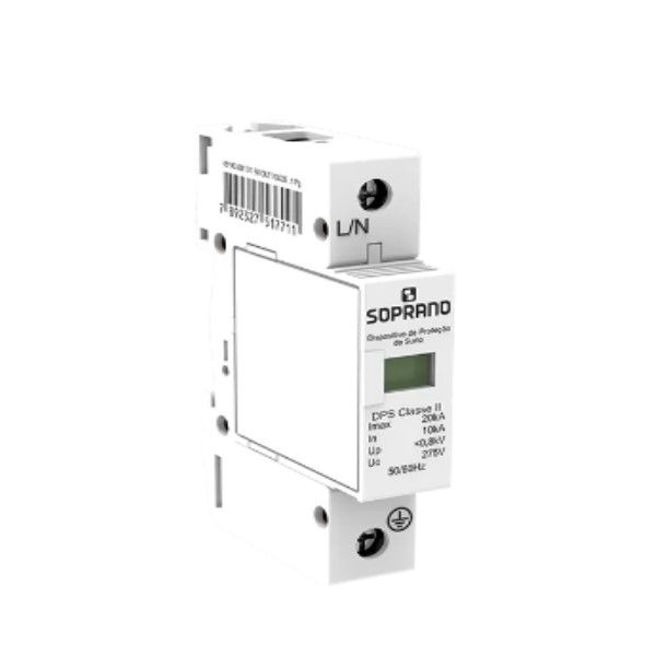 Dispositivo DPS Unipolar 10 KA/20 KA 275VCA Proteção Contra Surto DIN Classe II e III