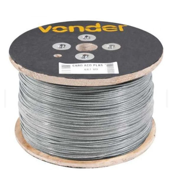 Cabo aço Galvanizado Plastificado Alma de Fibra 6/7 Fios 1/ 8" 3,2 mm