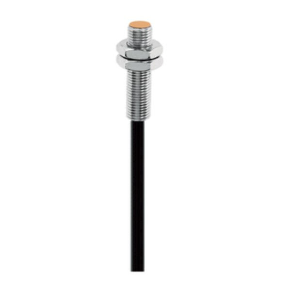 Sensor Indutivo Faceado Cilíndrico M8 PNP 10-30VCC 1NA Alcance 5 mm com Cabo 2 M 3 Fios IP67 Metálico com LED