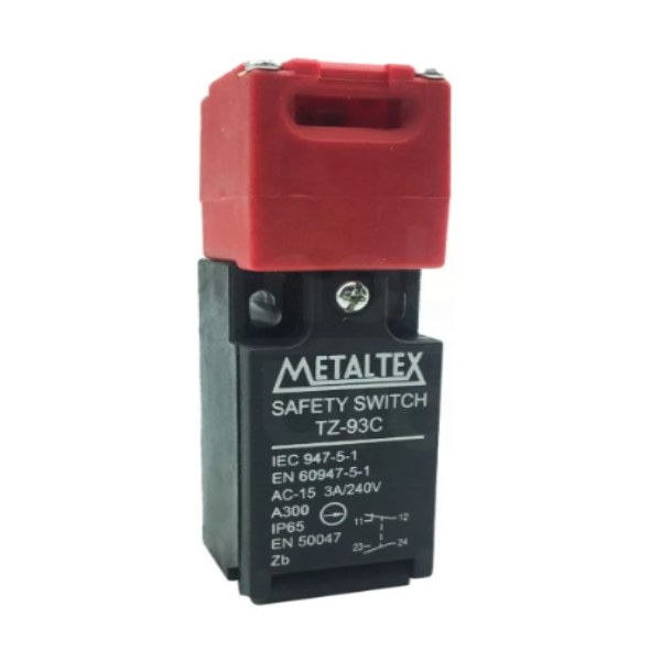 Chave Segurança PVC TZ93 sem Bloqueio 10A/250VCA 1NA+1NF (Ruptura Positiva) 92x31x31 mm Acionamento Lateral/Topo Atuador Separado IP65