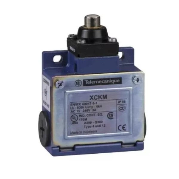 Fim de Curso Ação Rápida Xckm 3A 240VCA Corpo Metálico Caixa Larga com Haste Ajustável 1NA+1NF